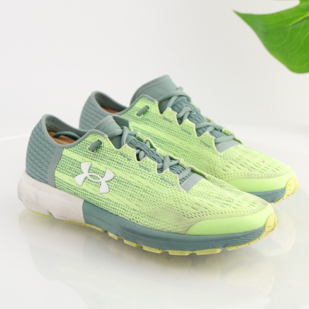 Under Armour Womens SpeedForm Velociti Running Shoe Size 9 Green Gray Sneaker
